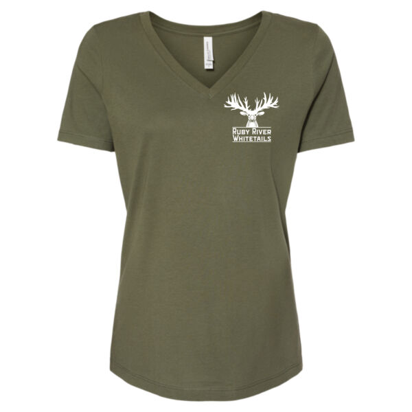 Bella+Canvas - Womens Relaxed Jersey V-Neck Tee - Printed Logo Thumbnail